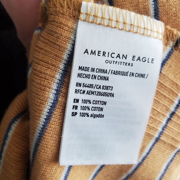 American Eagle Yellow Ribbed Knit Striped Dress Size Small NWT - Picture 6 of 8